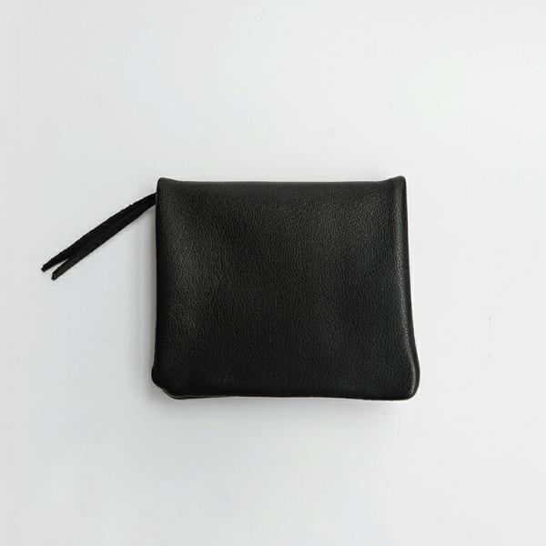 財布 二つ折り レザー 山羊革 ブラック コンパクト メンズ レディース 日本製 カード コイン C...