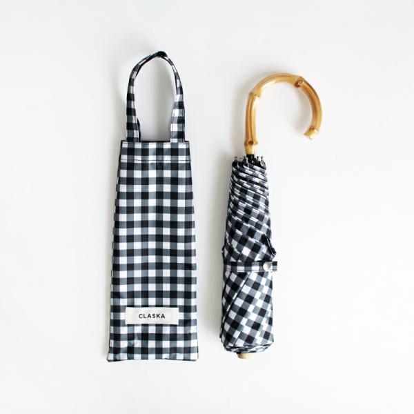 折りたたみ傘 晴雨兼用 長傘 日傘 遮光 レディース おしゃれ バンブー ギンガム チェック CLA...