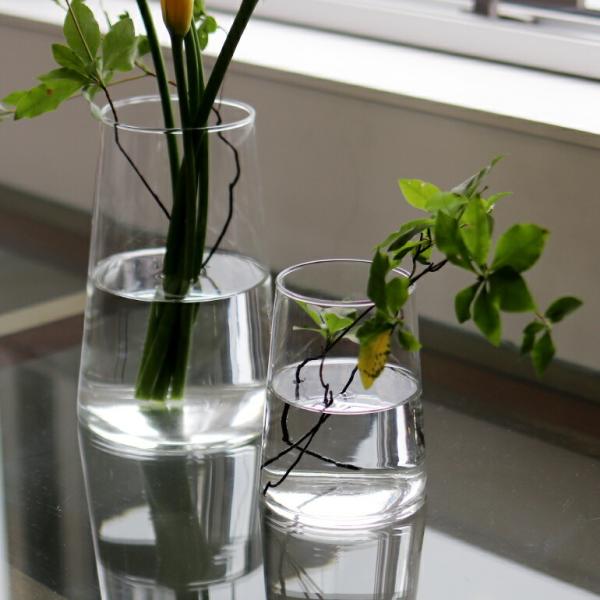 花器 花瓶 台形 吹きガラス インテリア shesay リューズガラス ブロードライン フラワーベー...