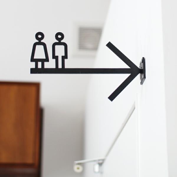 矢印板 看板 案内標識 アローサイン  レストルーム お手洗い WC トイレ アイアン 鉄 什器 オ...