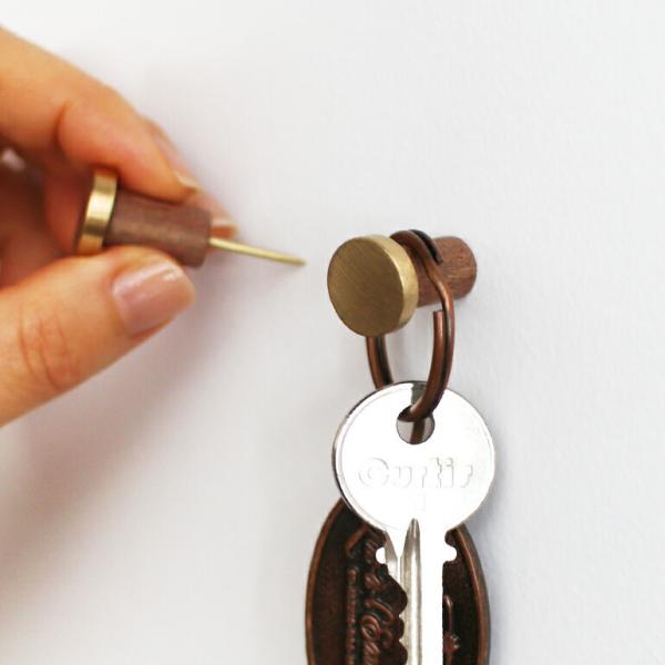ピンフック 押しピン 画びょう 壁フック ディスプレイ 什器 DIY 天然木  真鍮 ゴールド ブラ...