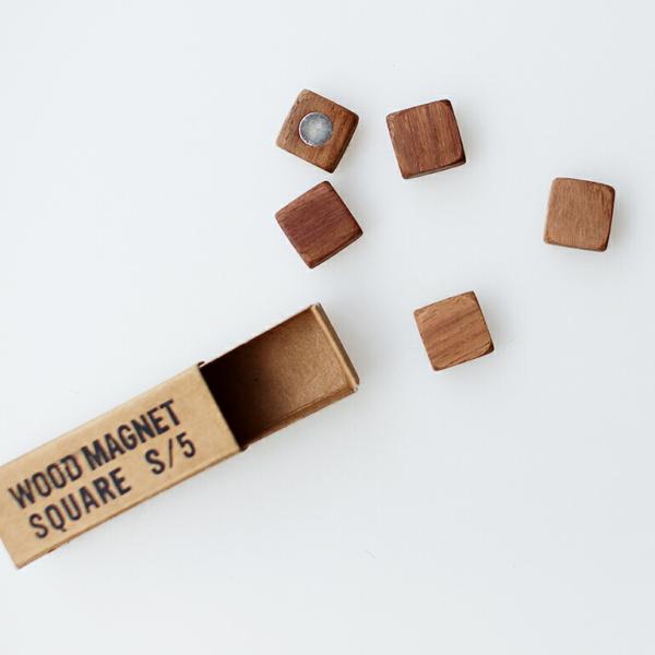 マグネット 木製 スクエア型 メモクリップ 磁石 5個セット ディスプレイ WOOD マグネット ス...