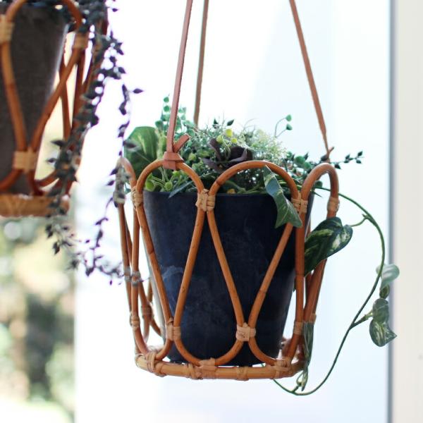 プランターカバー 吊り下げ鉢 5号鉢 ラタン 籐 観葉植物 ガーデニング ナチュラル JUGLAS ...