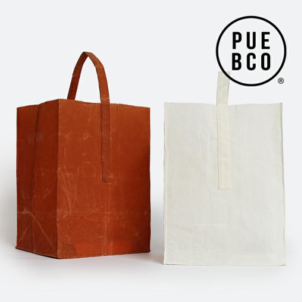 バッグ 紙袋風 グロサリーバッグ PUEBCO プエブコ ランチバッグ 持ち手 マチ付 コットンワッ...