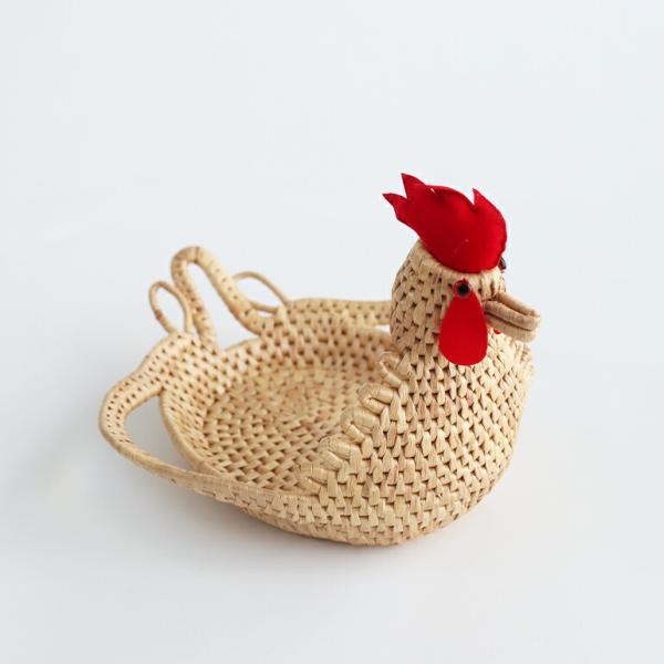 バスケット かご ラタン編み 小物入れ 民芸品 タイ ニワトリ インストゥルメンタル CHICKEN...