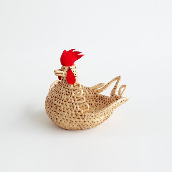 バスケット かご ラタン編み 小物入れ 民芸品 タイ ニワトリ インストゥルメンタル CHICKEN...