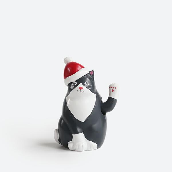 ネコ 猫 招き猫 クリスマス サンタ帽 ソーラーパネル 太陽光 オブジェ KIKKERLAND キッ...