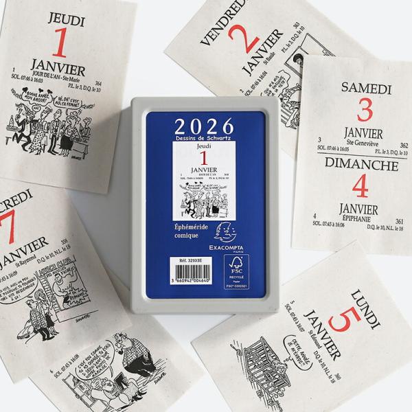 日めくりカレンダー 2026年 フランス イラスト 卓上 壁掛け おしゃれ EXACOMPTA エグ...