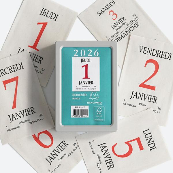 日めくりカレンダー 2026年 フランス 卓上 壁掛け おしゃれ EXACOMPTA エグザコンタ ...