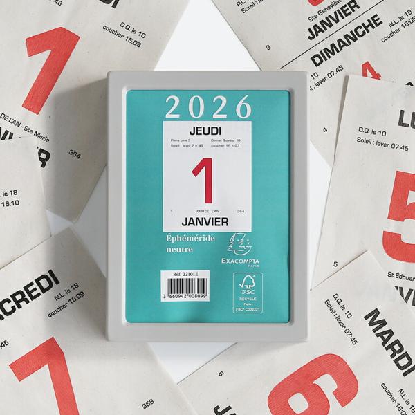 日めくりカレンダー 2026年 フランス 卓上 壁掛け おしゃれ EXACOMPTA エグザコンタ ...