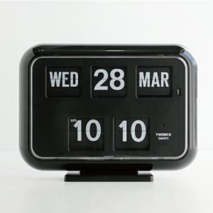 置時計 掛け時計 おしゃれ パタパタ時計 フリップクロック トゥエンコ TWEMCO デジタルカレンダークロック QD-35 ブラック