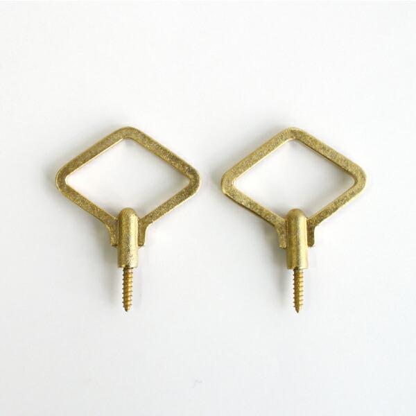 フック ゼンマイ 菱形 大 真鍮 ねじ込み式 2個セット 壁付け 鋳物 鋳肌 二上 日本製 DIY ...
