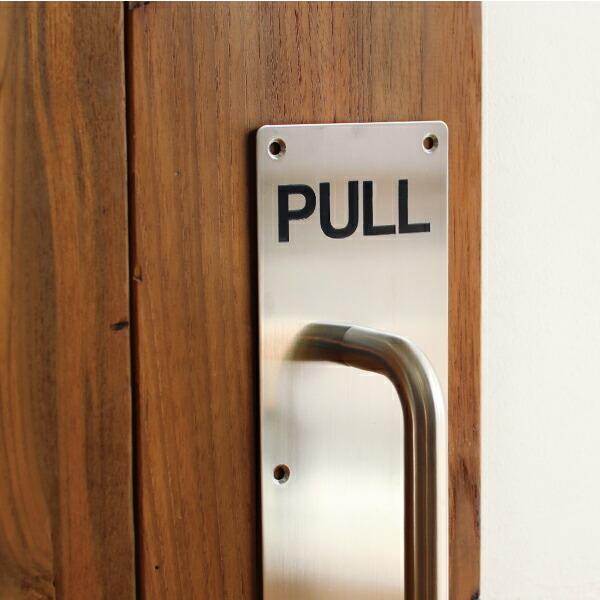 ドアプレート ハンドル 取っ手 引く サイン ステンレス DIY リメイク インテリア BUFF バ...