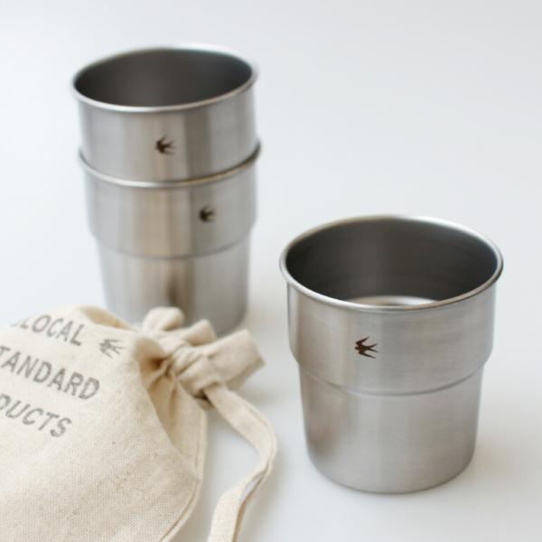 スタッキングカップ シルバー ステンレス 収納袋付 シンプル スタイリッシュ アウトドアツバメ グロ...