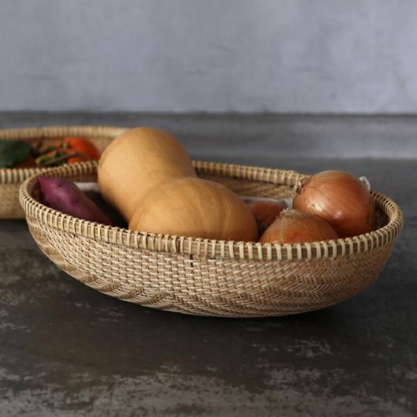 竹ざる 水切り 収納 ベトナム製 竹細工 まつのや 松野屋 ベトナム深ザル楕円 大