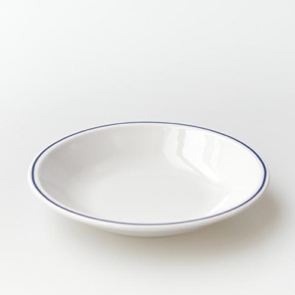 食器 ローマブルーライン パスタボウル 21cm 深皿 磁器 ホワイト シンプル イタリア製 業務用...