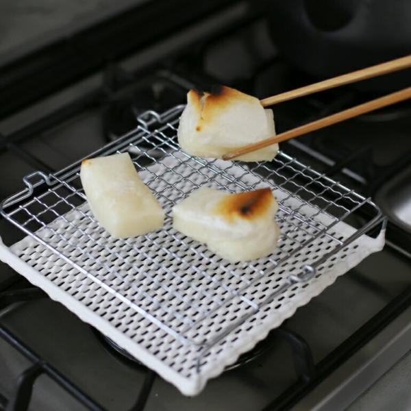 焼網 セラミック トースト 餅 炭火焼感覚 もっちり 遠赤外線 ガスコンロ専用 200mm×200m...