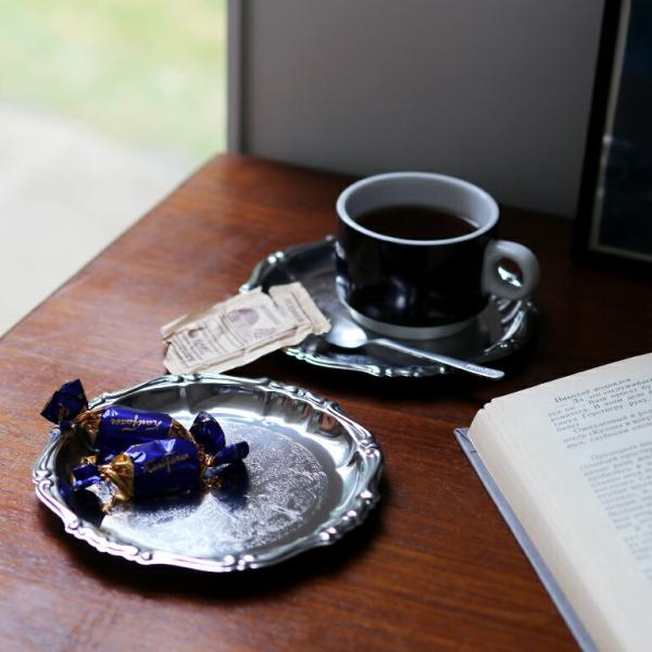 平皿 菓子皿 ラウンドプレート コースター トレイ ステンレス φ13cm イタリア 業務用食器 M...