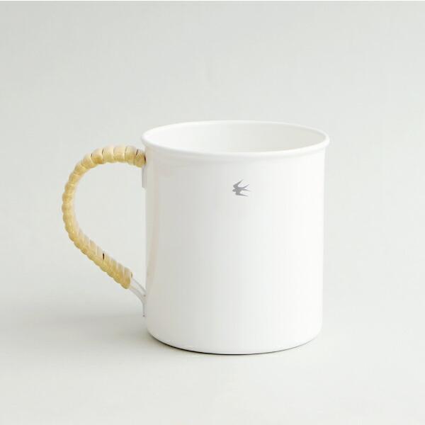 マグカップ コーヒーカップ 琺瑯 ホーロー 持ち手 ラタン 籐 400ml ホワイト ツバメ グロー...