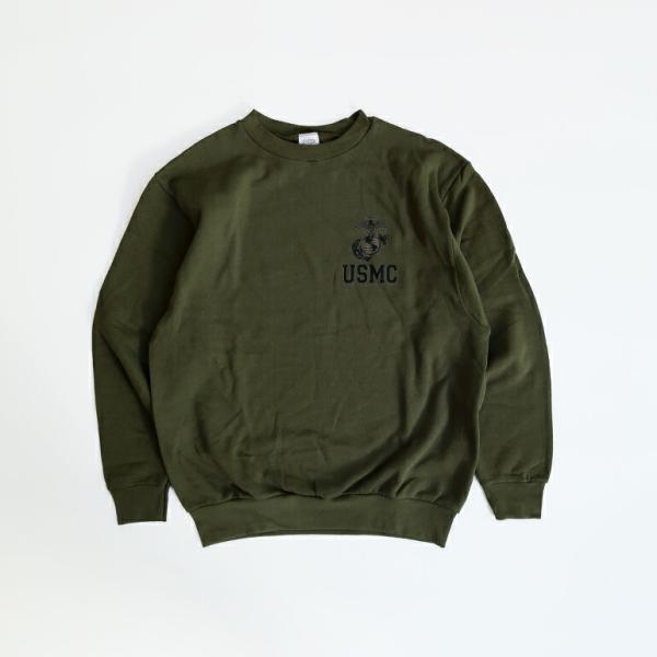 軍放出品 ミリタリー スウェット アメリカ海兵隊 U.S.M.C. オリーブドラブ ロゴ 裏起毛 ス...