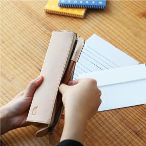 ペンケース ヌメ革製 筆箱 ファスナー ナチュ...の詳細画像2