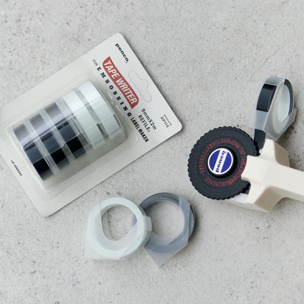 テープライター ラベルライター リフィル penco ペンコ 海外 ブラック ホワイト