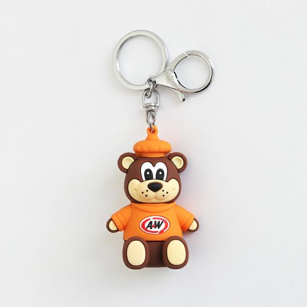 キーホルダー クマ アメリカ A&amp;W Rooty 3Dラバーキーチェーン A&amp;Wベア USA  レト...