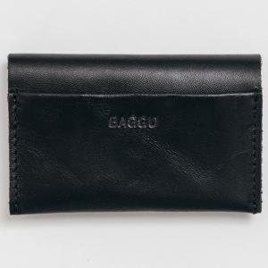 カードケース BAGGU LEATHER CARD HOLDER カード入れ バグゥ 本革 レザー カードホルダー ブラック｜cdf