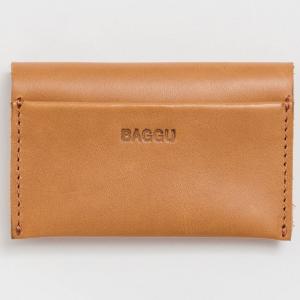 カードケース BAGGU LEATHER CARD HOLDER カード入れ バグゥ 本革 レザー カードホルダー キャメルブラウン｜cdf