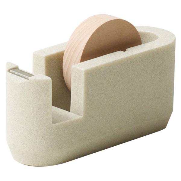 ideaco イデアコ ステーショナリー テープカッター ストーンサンドカラー 石調 天然木 コンパ...