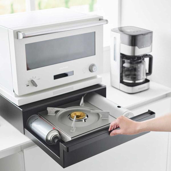 家電下ラック tower タワー カセットコンロが入る家電下ラック 1段 引き出し スライド 収納ケ...