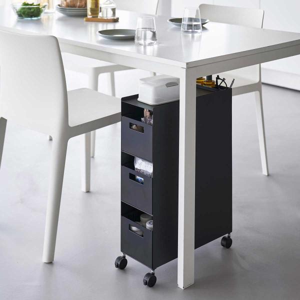 バスケットワゴン tower タワー 収納バスケットワゴン 3段 収納ワゴン 引き出し キャスター付...