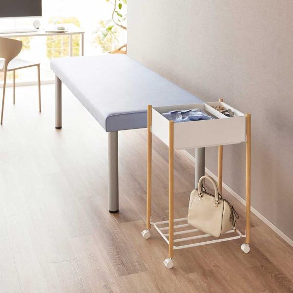 収納ワゴン RIN リン 小物トレー付き下段が棚の収納ワゴン 2段 トレー付き コンパクト キャスタ...