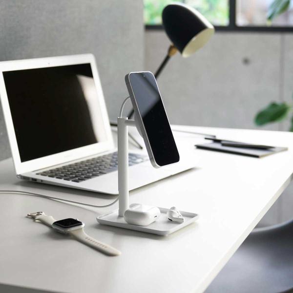 スマホスタンド tower タワー トレー付きスマートフォン充電スタンド マグネット式ワイヤレス充電...
