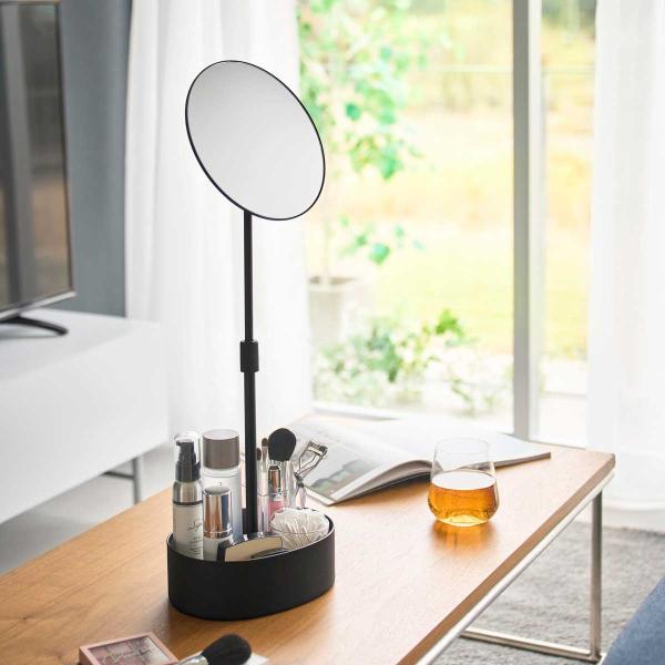 化粧鏡 tower タワー 高さと角度が調節できる収納付きスタンドミラー 高さ調節 角度調節 大きめ...