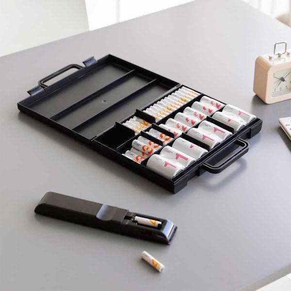 電池ケース tower タワー ハンドル付きスリム分別電池ケース 持ち運び アタッシュケース型 電池...