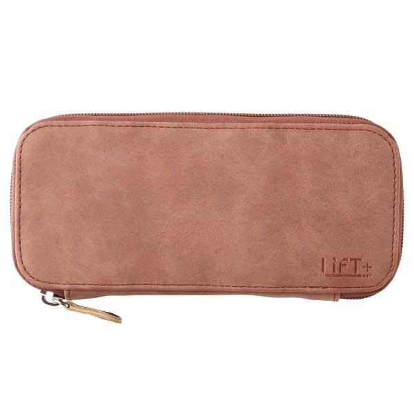 ペンケース Kitera ラウンドジップペンケース 合皮 ラムレザー調 レザー調 紀寺商事 ブラウン