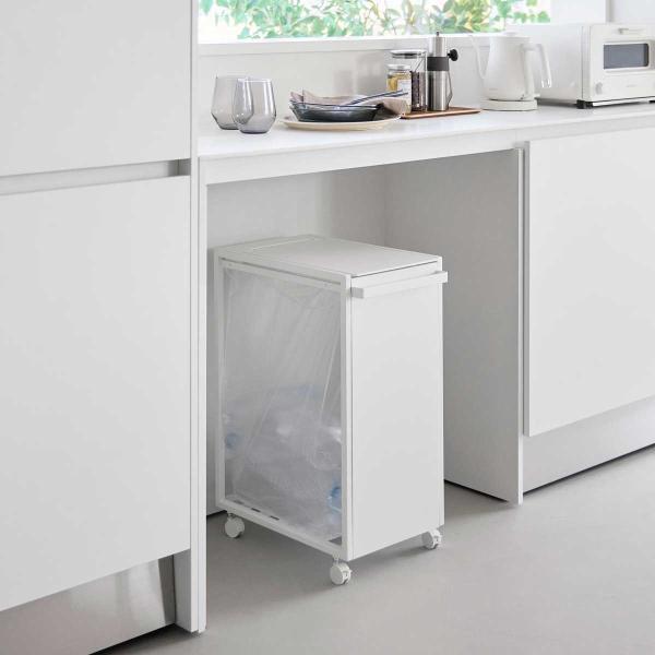 ゴミ箱 tower タワー スリム蓋付き目隠しダストワゴン 45L キッチン ふた付き キャスター付...