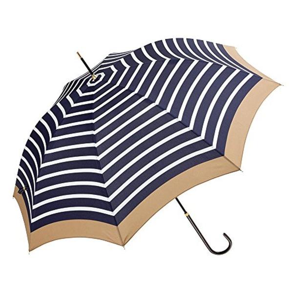 ビコーズ リムカラー ボーダー ネイビー 紺色 ボーダー柄 傘 メンズ レディース 長傘 雨傘 日傘...