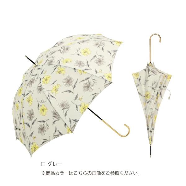 ビコーズ アクアラインフラワー グレー 灰色 ホワイト系 フラワー 花柄 傘 レディース 長傘 雨傘...