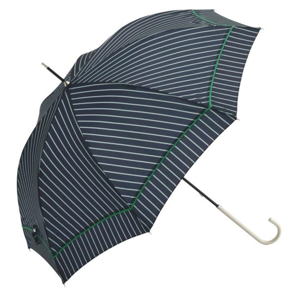 ビコーズ バイアスストライプ ネイビー 紺色 ストライプ柄 傘 レディース 長傘 雨傘 日傘 UVカ...