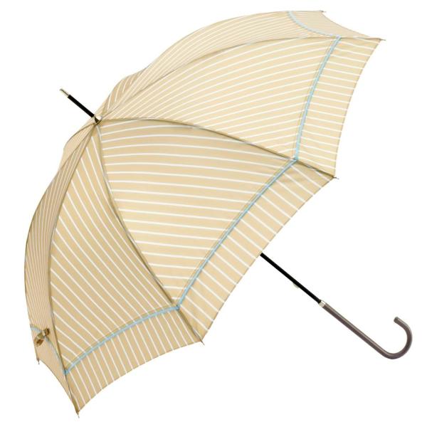 ビコーズ バイアスストライプ ベージュ ストライプ柄 傘 レディース 長傘 雨傘 日傘 UVカット ...