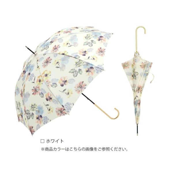 ビコーズ フローラルウォッシュ ホワイト 白色 フラワー 花柄 傘 レディース 長傘 雨傘 日傘 U...