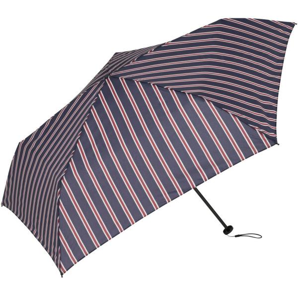 ビコーズ ウィンドレジスタンス カレッジ ストライプ ミニ ネイビー 紺色 傘 メンズ レディース ...
