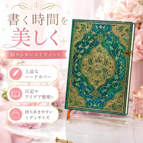 Paperblanks ペーパーブランクス ノート ハードカバー ターコイズ 240ページ PB32...