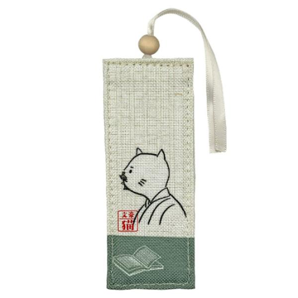 KOMAMONO コマモノ ほのぼの和柄読書雑貨 文豪猫B しおり 栞 ブックマーク 紐付き 本 猫...