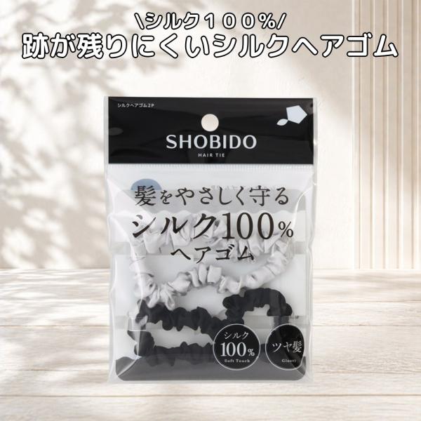 粧美堂 SHOBIDO シルクヘアゴム2P ブラック＆ライトグレー SPV72559