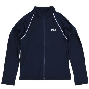 UV長袖ラッシュガード キッズ ジュニア スクール水着 フルジップ ユニセックス FILA