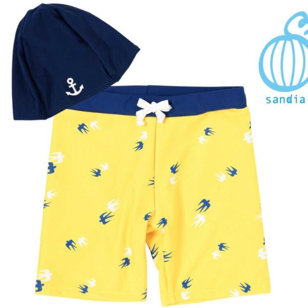 【Sandia サンディア スイムパンツ 切替つばめ】水着 キャップセット 男の子 キッズ ベビー ...