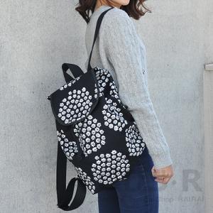 マリメッコ リュック プケッティ ブラック×ホワイト marimekko PUKETTI